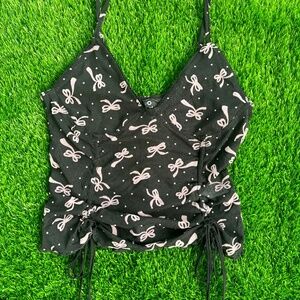 Motel Rocks Black Cami w/ Pink Bow Pattern
